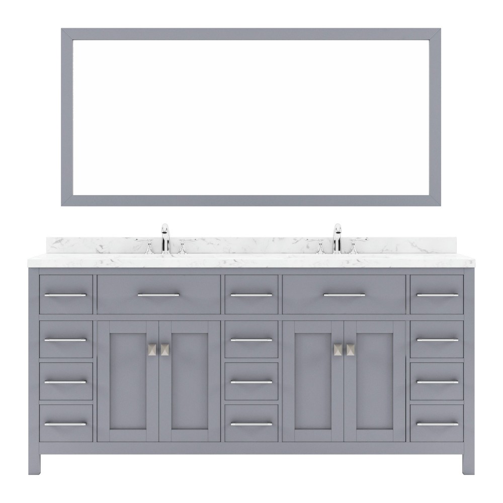 Caroline Parkway 72" Bath Vanity in Gray, Quartz Top, Sinks, MD-2172-CMSQ-GR-001