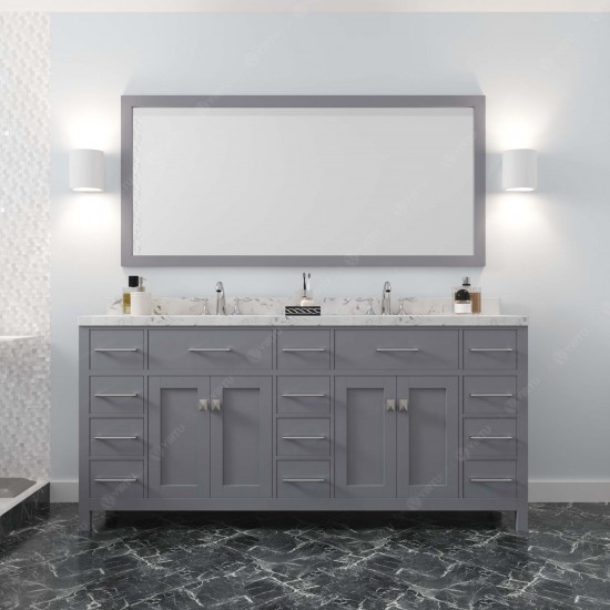 Caroline Parkway 72" Bath Vanity in Gray, Quartz Top, Sinks, MD-2172-CMSQ-GR-001