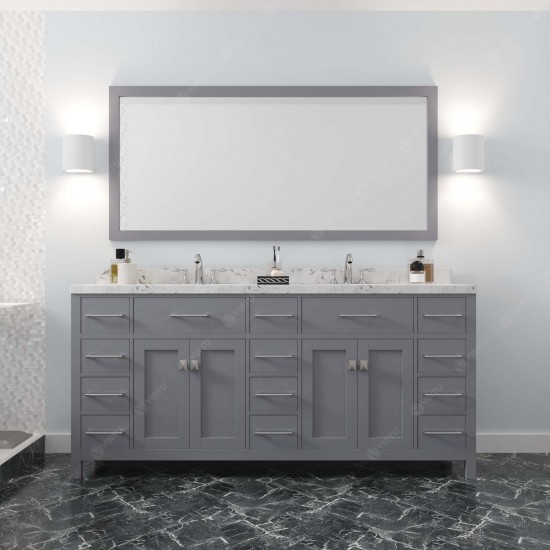 Caroline Parkway 72" Bath Vanity in Gray, Quartz Top, Sinks, MD-2172-CMSQ-GR-002