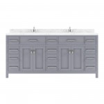 Caroline Parkway 72" Bath Vanity in Gray, Quartz Top, Sinks, MD-2172-CMSQ-GR-NM