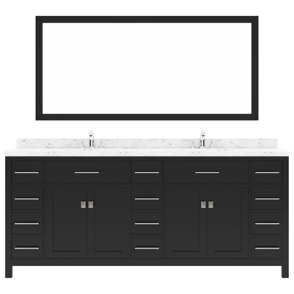 Caroline Parkway 78" Bath Vanity in Espresso, Quartz Top, Sinks, MD-2178-CMRO-ES