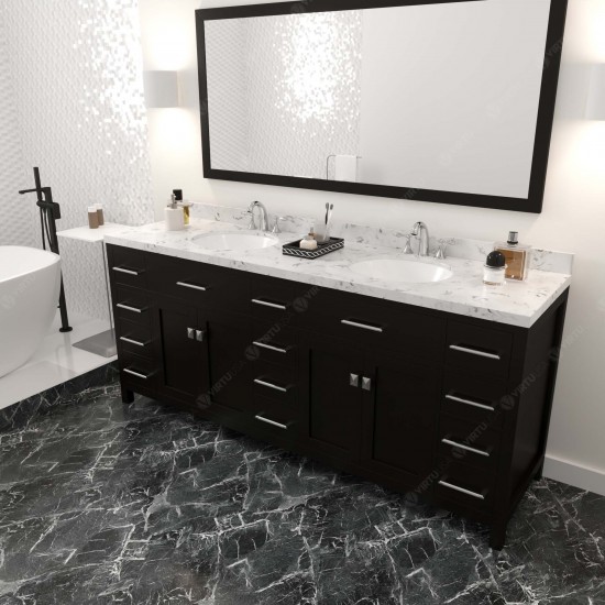 Caroline Parkway 78" Bath Vanity in Espresso, Quartz Top, Sinks, MD-2178-CMRO-ES