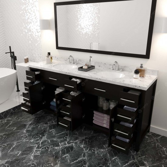 Caroline Parkway 78" Bath Vanity in Espresso, Quartz Top, Sinks, MD-2178-CMRO-ES