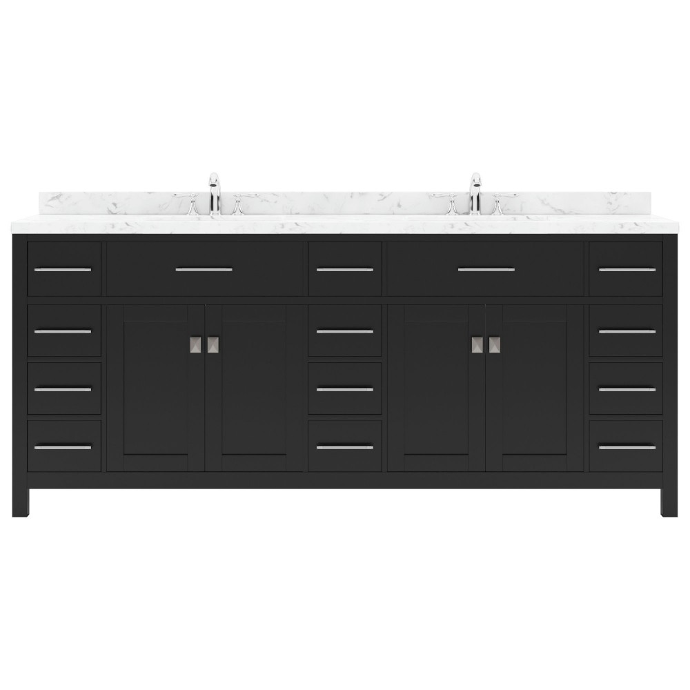 Caroline Parkway 78" Bath Vanity Espresso, Quartz Top, Sinks, MD-2178-CMRO-ES-NM