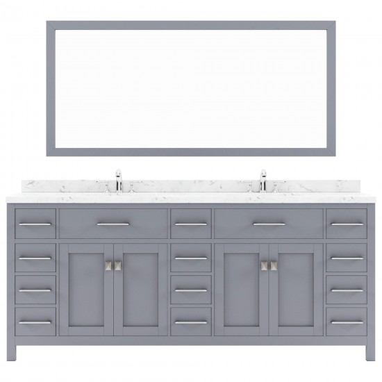 Caroline Parkway 78" Bath Vanity in Gray, Quartz Top, Sinks, MD-2178-CMRO-GR-001