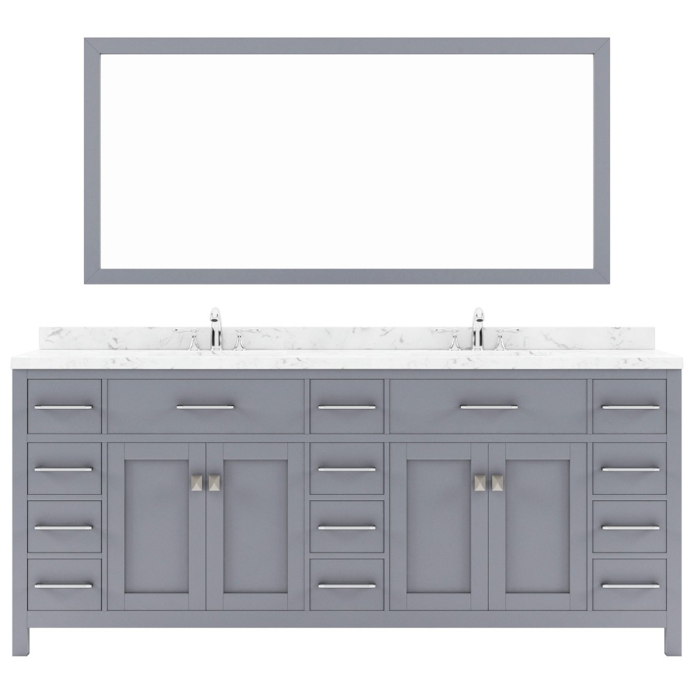 Caroline Parkway 78" Bath Vanity in Gray, Quartz Top, Sinks, MD-2178-CMRO-GR-001