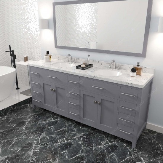 Caroline Parkway 78" Bath Vanity in Gray, Quartz Top, Sinks, MD-2178-CMRO-GR-001