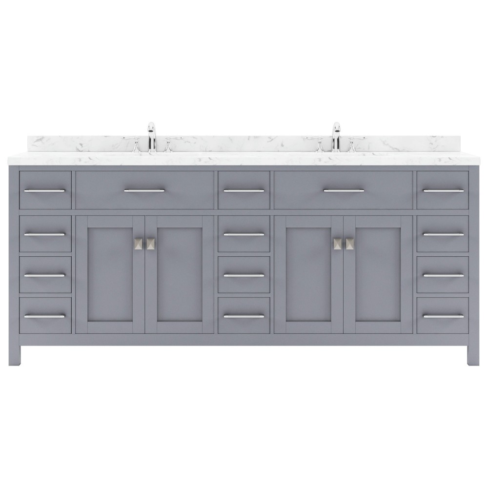 Caroline Parkway 78" Bath Vanity in Gray, Quartz Top, Sinks, MD-2178-CMRO-GR-NM