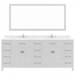 Caroline Parkway 78" Bath Vanity in White, Quartz Top, Sinks, MD-2178-CMRO-WH