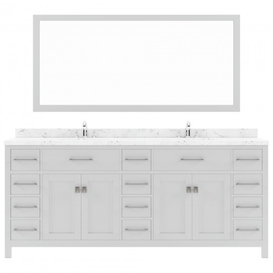 Caroline Parkway 78" Bath Vanity in White, Quartz Top, Sinks, MD-2178-CMRO-WH