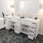 Caroline Parkway 78" Bath Vanity White, Quartz Top, Sinks, MD-2178-CMRO-WH-002