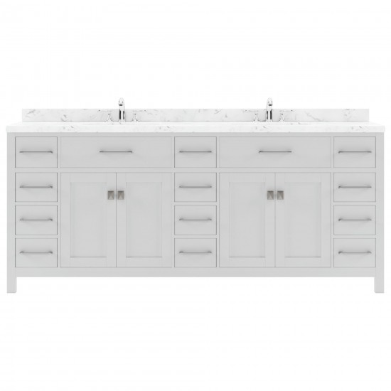 Caroline Parkway 78" Bath Vanity in White, Quartz Top, Sinks, MD-2178-CMRO-WH-NM