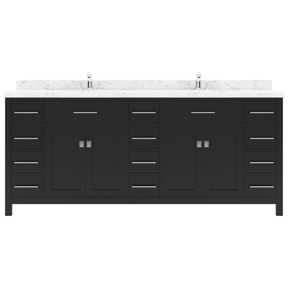 Caroline Parkway 78" Bath Vanity Espresso, Quartz Top, Sinks, MD-2178-CMSQ-ES-NM