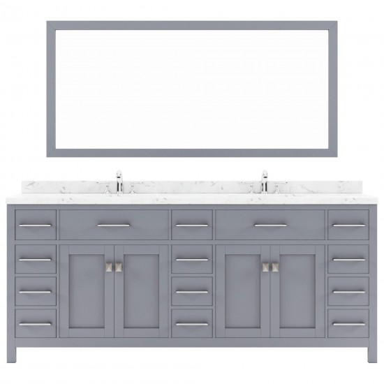 Caroline Parkway 78" Bath Vanity in Gray, Quartz Top, Sinks, MD-2178-CMSQ-GR-002