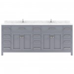 Caroline Parkway 78" Bath Vanity in Gray, Quartz Top, Sinks, MD-2178-CMSQ-GR-NM