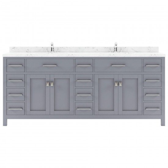 Caroline Parkway 78" Bath Vanity in Gray, Quartz Top, Sinks, MD-2178-CMSQ-GR-NM