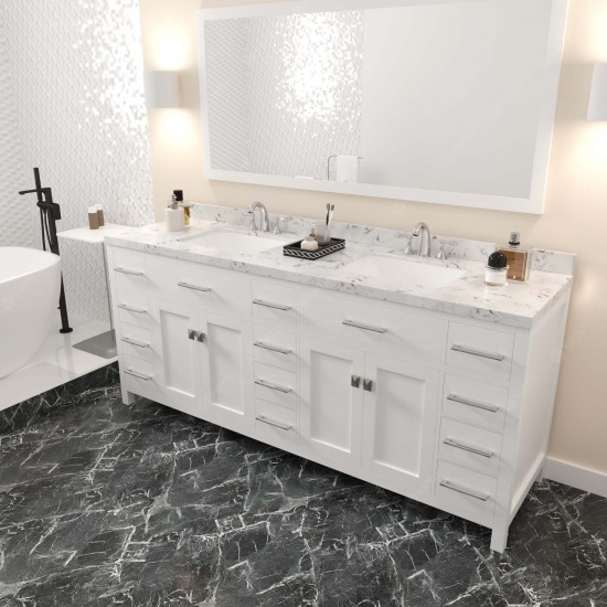 Caroline Parkway 78" Bath Vanity White, Quartz Top, Sinks, MD-2178-CMSQ-WH-001