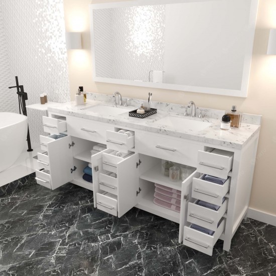 Caroline Parkway 78" Bath Vanity White, Quartz Top, Sinks, MD-2178-CMSQ-WH-001
