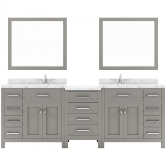 Caroline Parkway 93" Bath Vanity in Gray, Quartz Top, Sinks, MD-2193-CMRO-CG