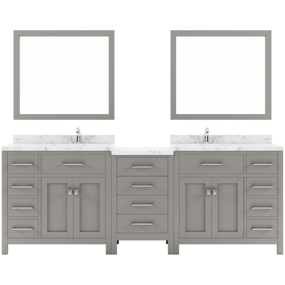 Caroline Parkway 93" Bath Vanity in Gray, Quartz Top, Sinks, MD-2193-CMRO-CG