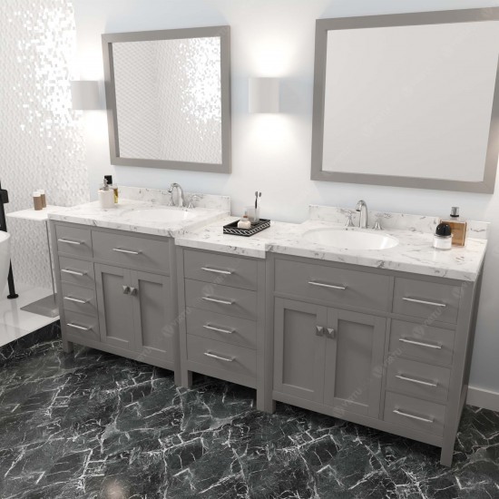 Caroline Parkway 93" Bath Vanity in Gray, Quartz Top, Sinks, MD-2193-CMRO-CG