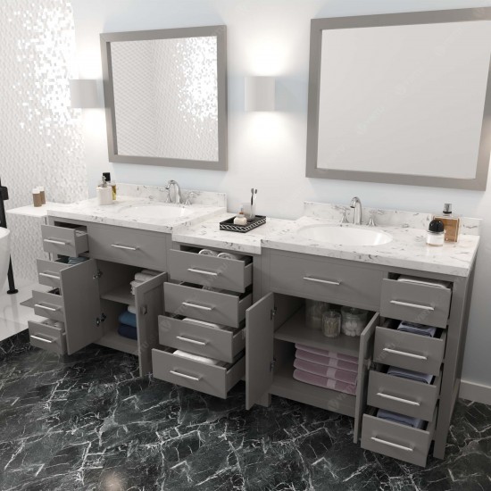 Caroline Parkway 93" Bath Vanity in Gray, Quartz Top, Sinks, MD-2193-CMRO-CG-002