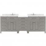 Caroline Parkway 93" Bath Vanity in Gray, Quartz Top, Sinks, MD-2193-CMRO-CG-NM