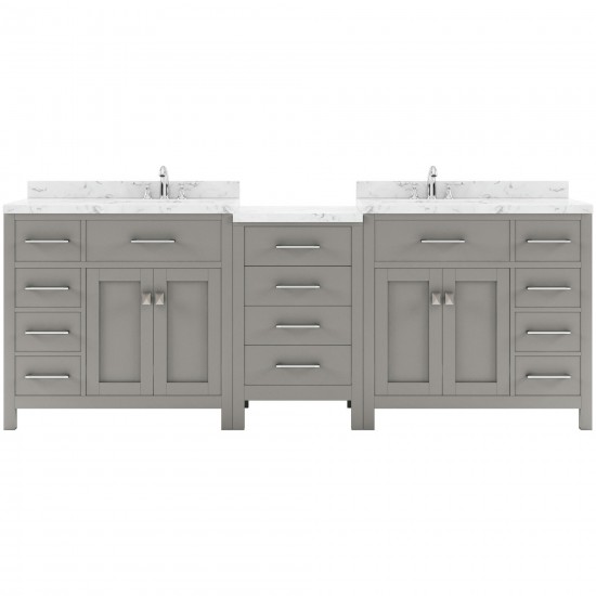 Caroline Parkway 93" Bath Vanity in Gray, Quartz Top, Sinks, MD-2193-CMRO-CG-NM