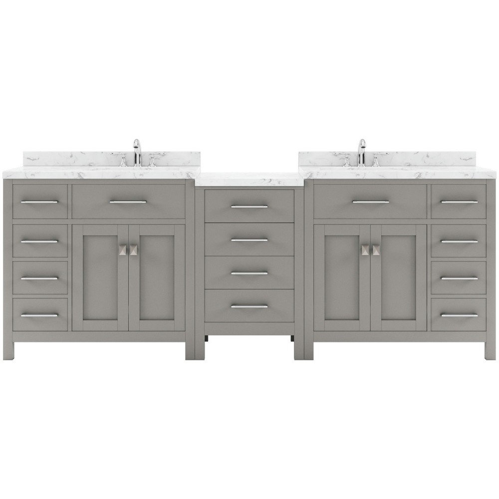 Caroline Parkway 93" Bath Vanity in Gray, Quartz Top, Sinks, MD-2193-CMRO-CG-NM