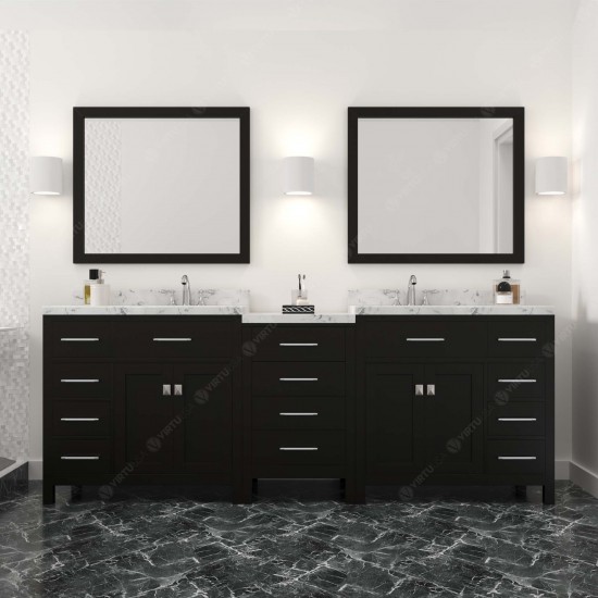 Caroline Parkway 93" Bath Vanity Espresso Quartz Top, Sinks, MD-2193-CMRO-ES-001