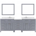 Caroline Parkway 93" Bath Vanity in Gray, Quartz Top, Sinks, MD-2193-CMRO-GR-001