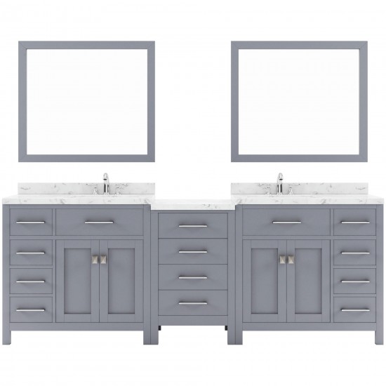 Caroline Parkway 93" Bath Vanity in Gray, Quartz Top, Sinks, MD-2193-CMRO-GR-001