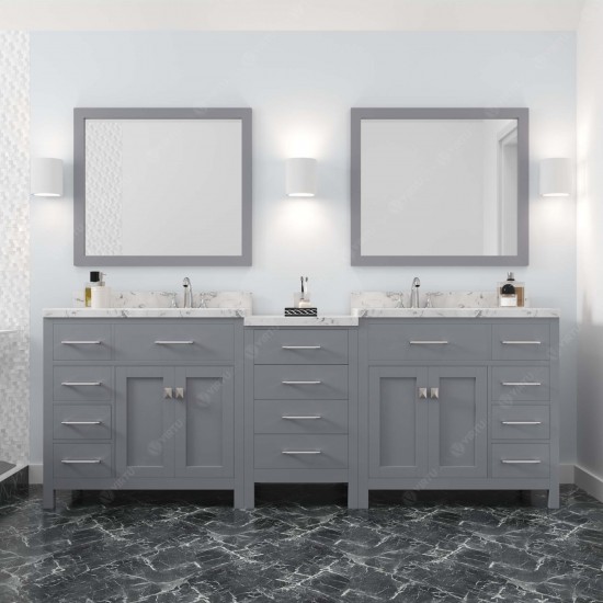 Caroline Parkway 93" Bath Vanity in Gray, Quartz Top, Sinks, MD-2193-CMRO-GR-001