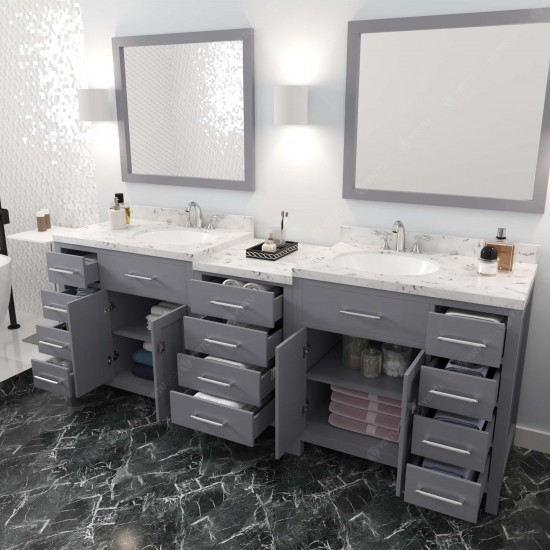 Caroline Parkway 93" Bath Vanity in Gray, Quartz Top, Sinks, MD-2193-CMRO-GR-001