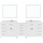 Caroline Parkway 93" Bath Vanity in White, Quartz Top, Sinks, MD-2193-CMRO-WH