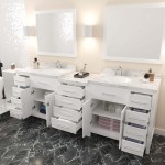 Caroline Parkway 93" Bath Vanity in White, Quartz Top, Sinks, MD-2193-CMRO-WH