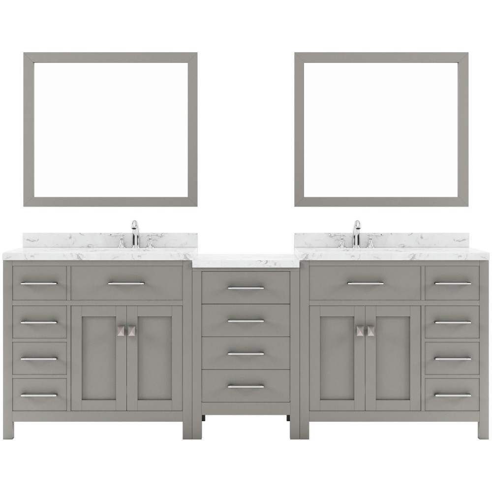 Caroline Parkway 93" Bath Vanity in Gray, Quartz Top, Sinks, MD-2193-CMSQ-CG-001