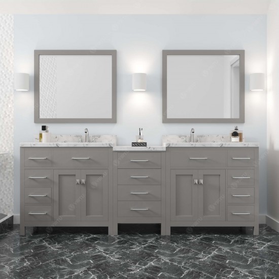 Caroline Parkway 93" Bath Vanity in Gray, Quartz Top, Sinks, MD-2193-CMSQ-CG-001