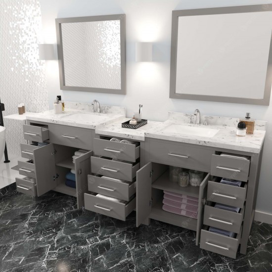 Caroline Parkway 93" Bath Vanity in Gray, Quartz Top, Sinks, MD-2193-CMSQ-CG-002