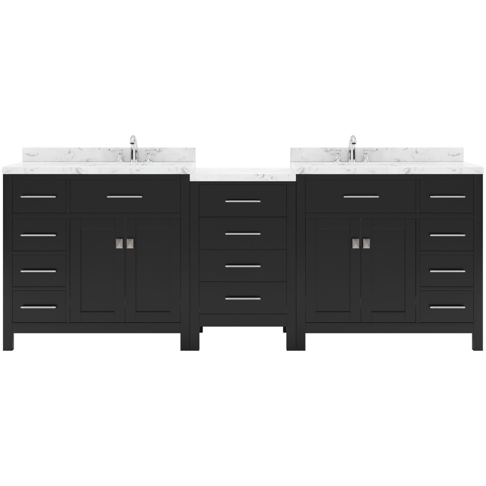 Caroline Parkway 93" Bath Vanity Espresso, Quartz Top, Sinks, MD-2193-CMSQ-ES-NM