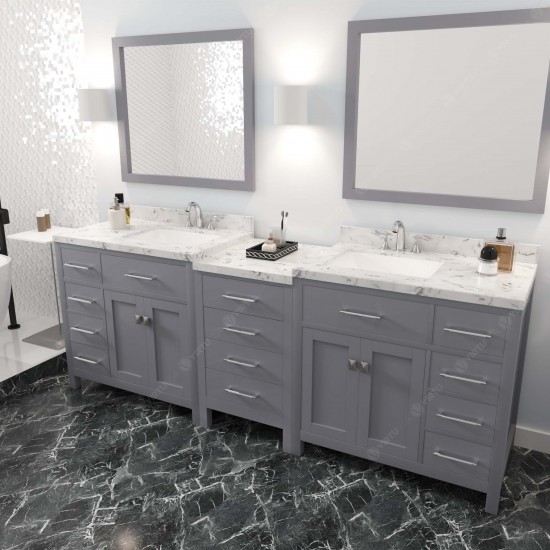 Caroline Parkway 93" Bath Vanity in Gray, Quartz Top, Sinks, MD-2193-CMSQ-GR