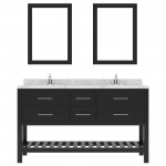 Caroline Estate 60" Bath Vanity Espresso, Quartz Top, Sinks, MD-2260-CMRO-ES-001