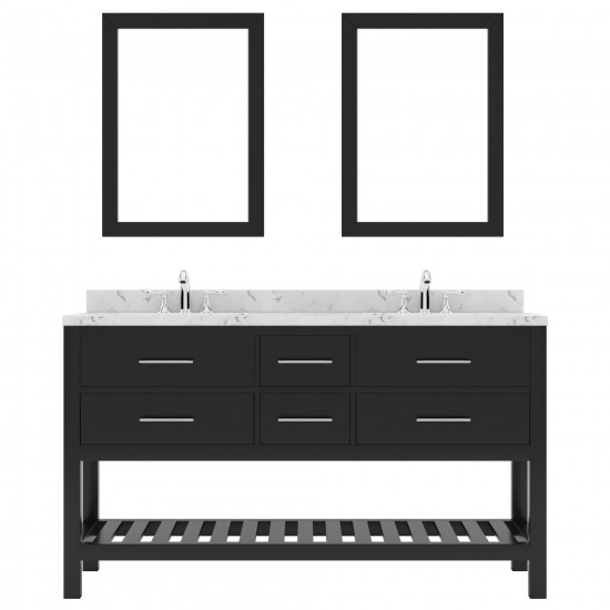 Caroline Estate 60" Bath Vanity Espresso, Quartz Top, Sinks, MD-2260-CMRO-ES-001