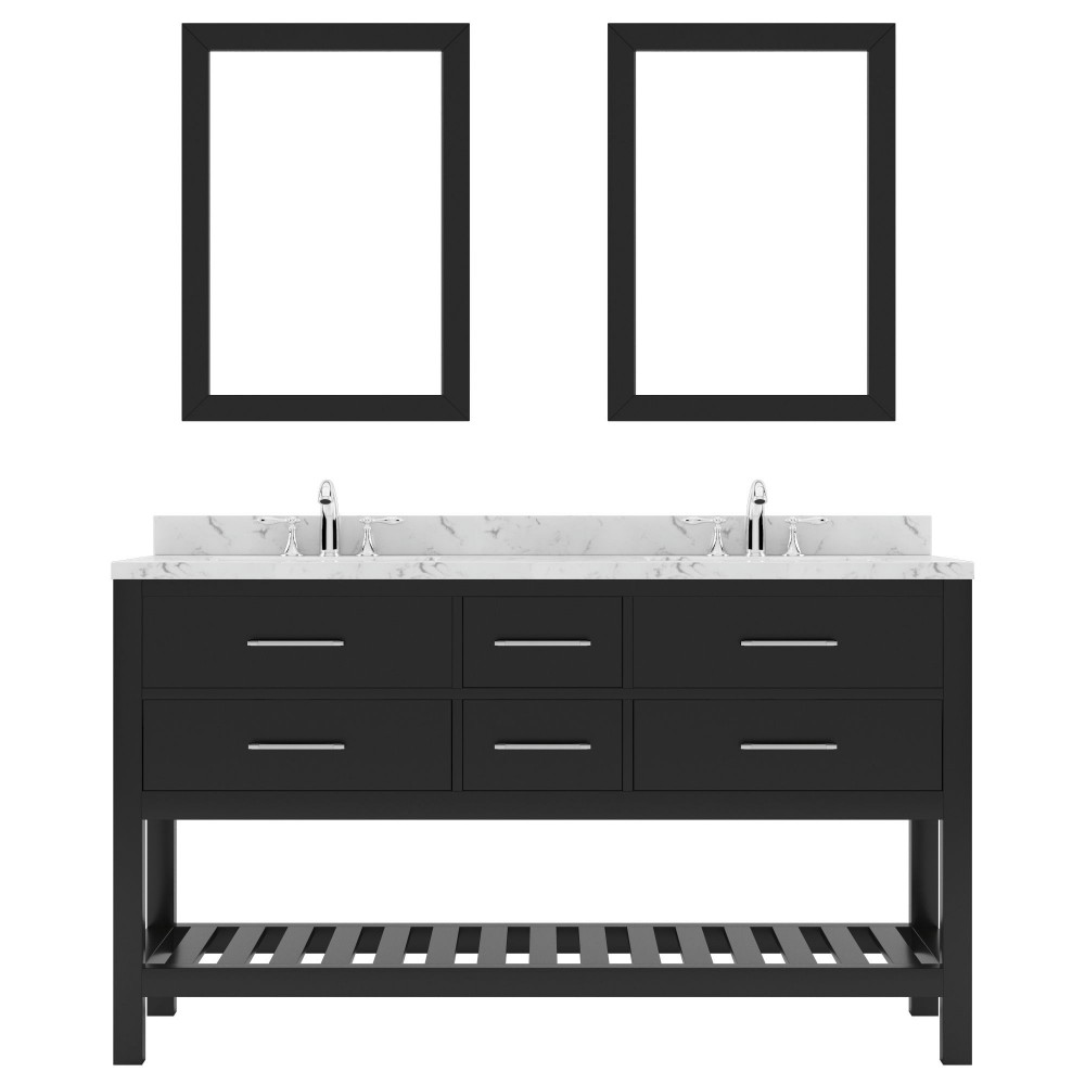 Caroline Estate 60" Bath Vanity Espresso, Quartz Top, Sinks, MD-2260-CMRO-ES-001