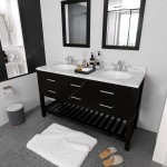 Caroline Estate 60" Bath Vanity Espresso, Quartz Top, Sinks, MD-2260-CMRO-ES-001