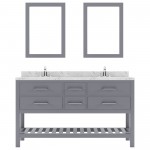 Caroline Estate 60" Bath Vanity in Gray, Quartz Top, Sinks, MD-2260-CMRO-GR-001