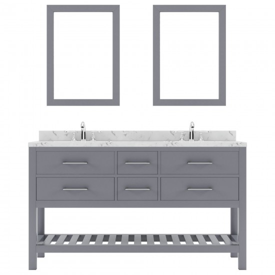 Caroline Estate 60" Bath Vanity in Gray, Quartz Top, Sinks, MD-2260-CMRO-GR-001