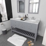 Caroline Estate 60" Bath Vanity in Gray, Quartz Top, Sinks, MD-2260-CMRO-GR-001