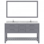 Caroline Estate 60" Bath Vanity in Gray, Quartz Top, Sinks, MD-2260-CMRO-GR-010