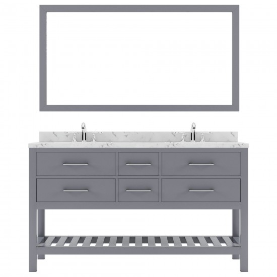 Caroline Estate 60" Bath Vanity in Gray, Quartz Top, Sinks, MD-2260-CMRO-GR-010